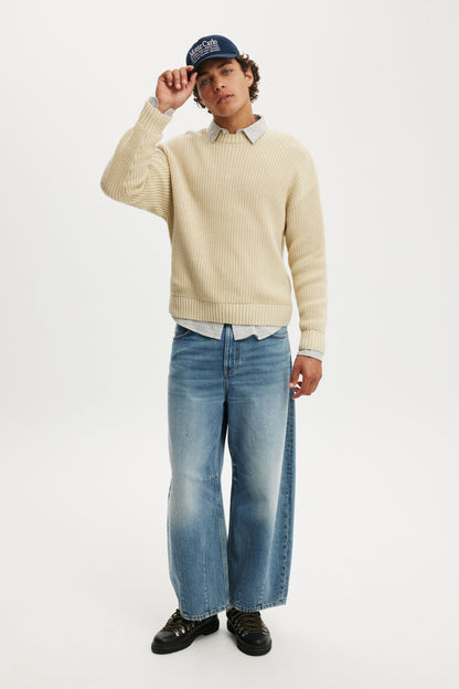 Washed Box Fit Crew Knit