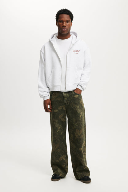 Cropped Zip Up Graphic Hoodie