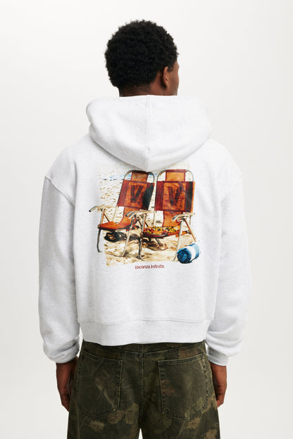 Cropped Zip Up Graphic Hoodie