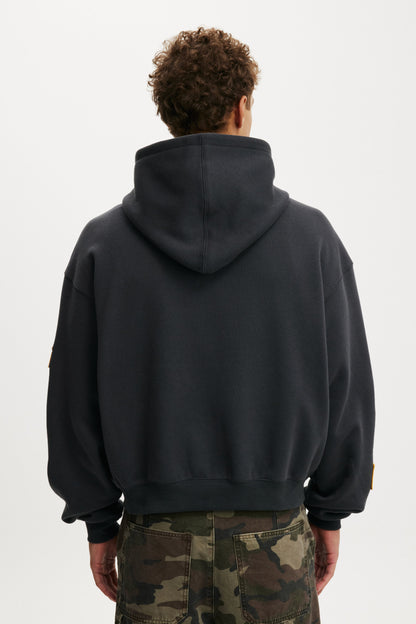 Cropped Zip Up Graphic Hoodie