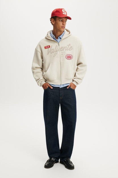 Cropped Zip Up Graphic Hoodie