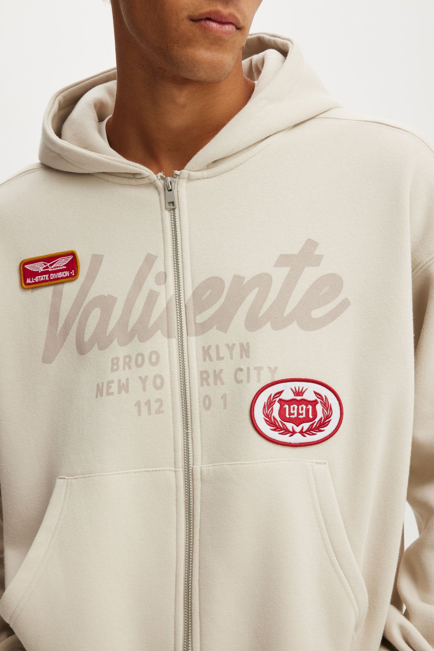 Cropped Zip Up Graphic Hoodie