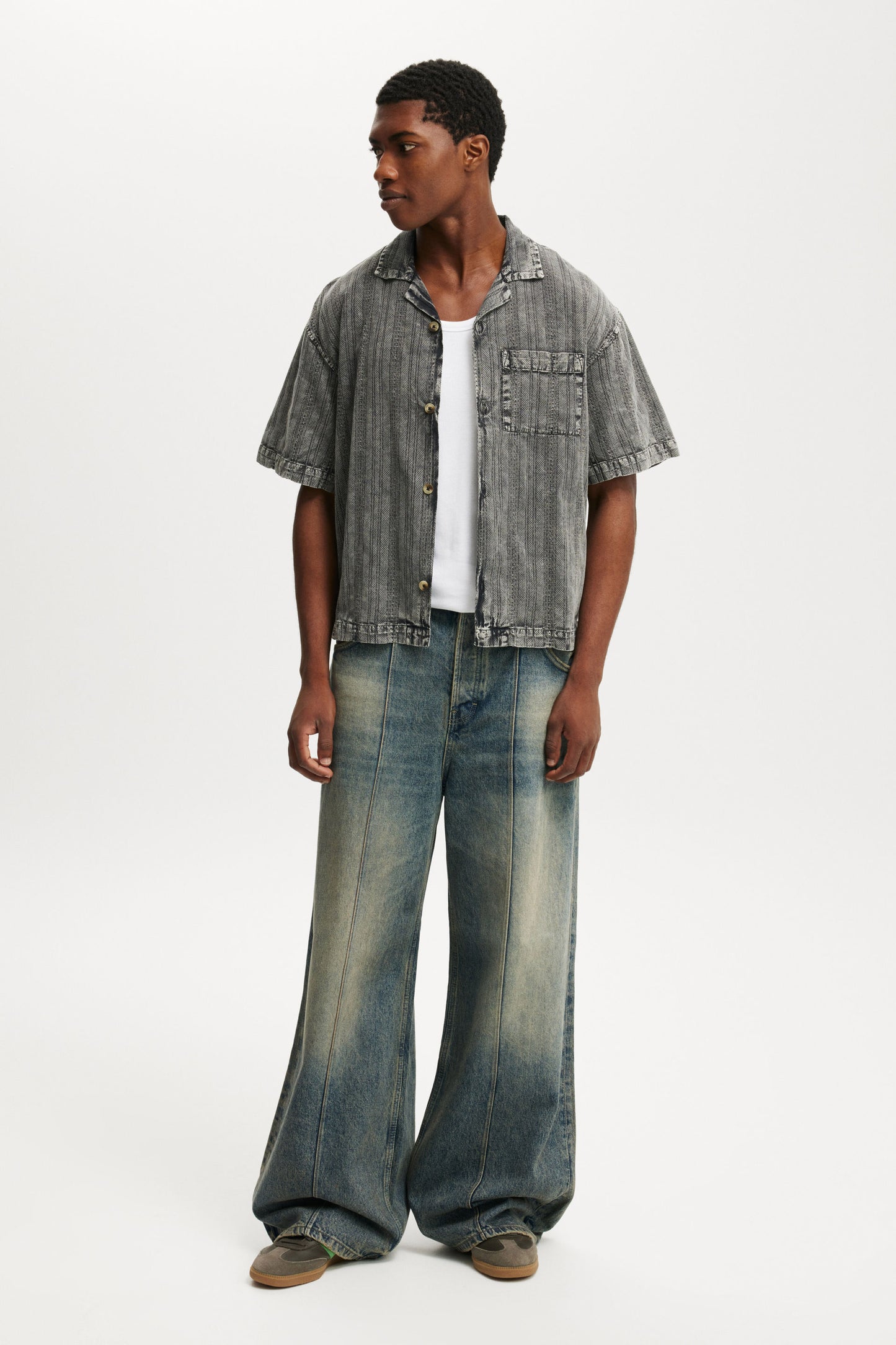 Washed Box Fit Short Sleeve Shirt