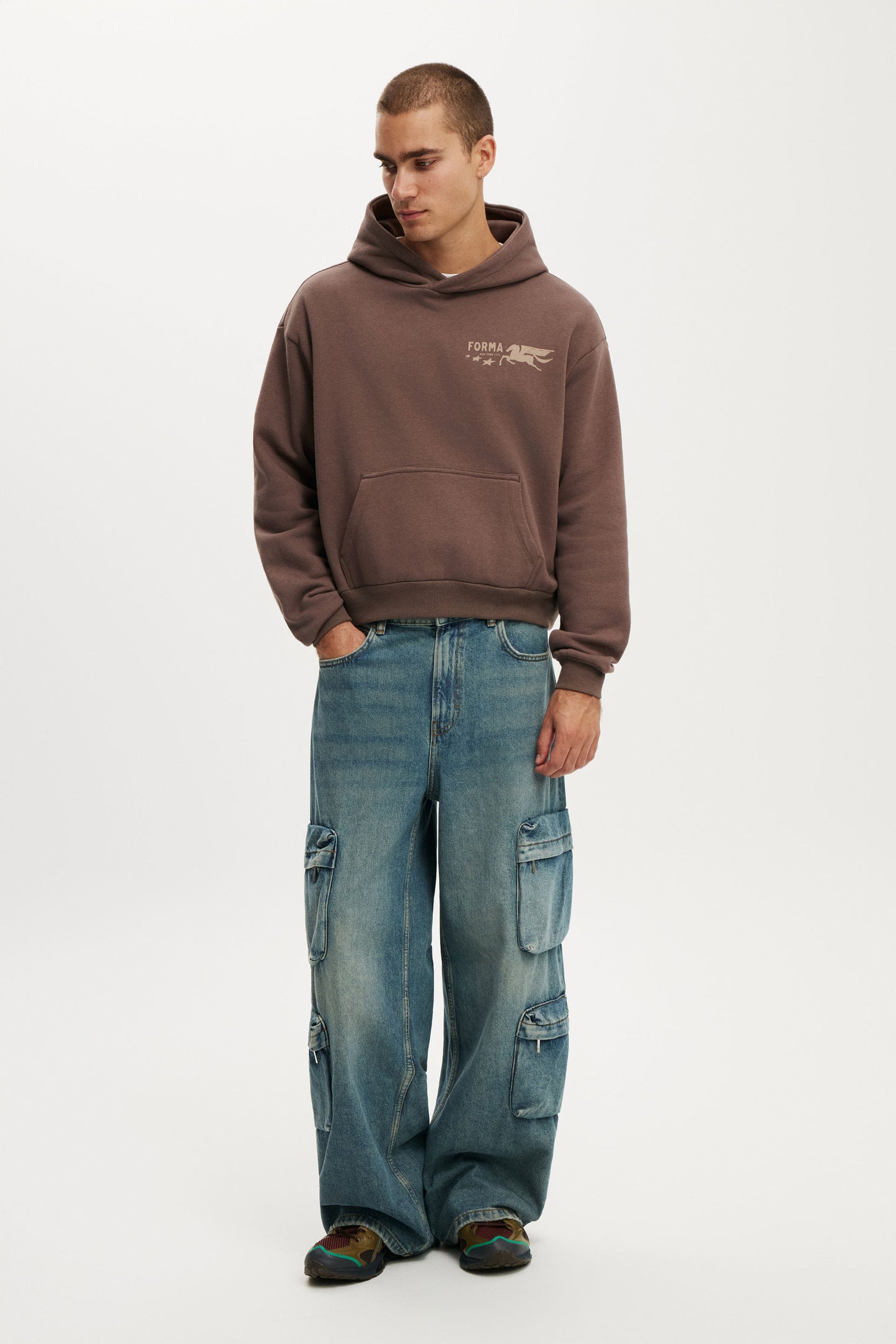 Cropped Fit Graphic Hoodie