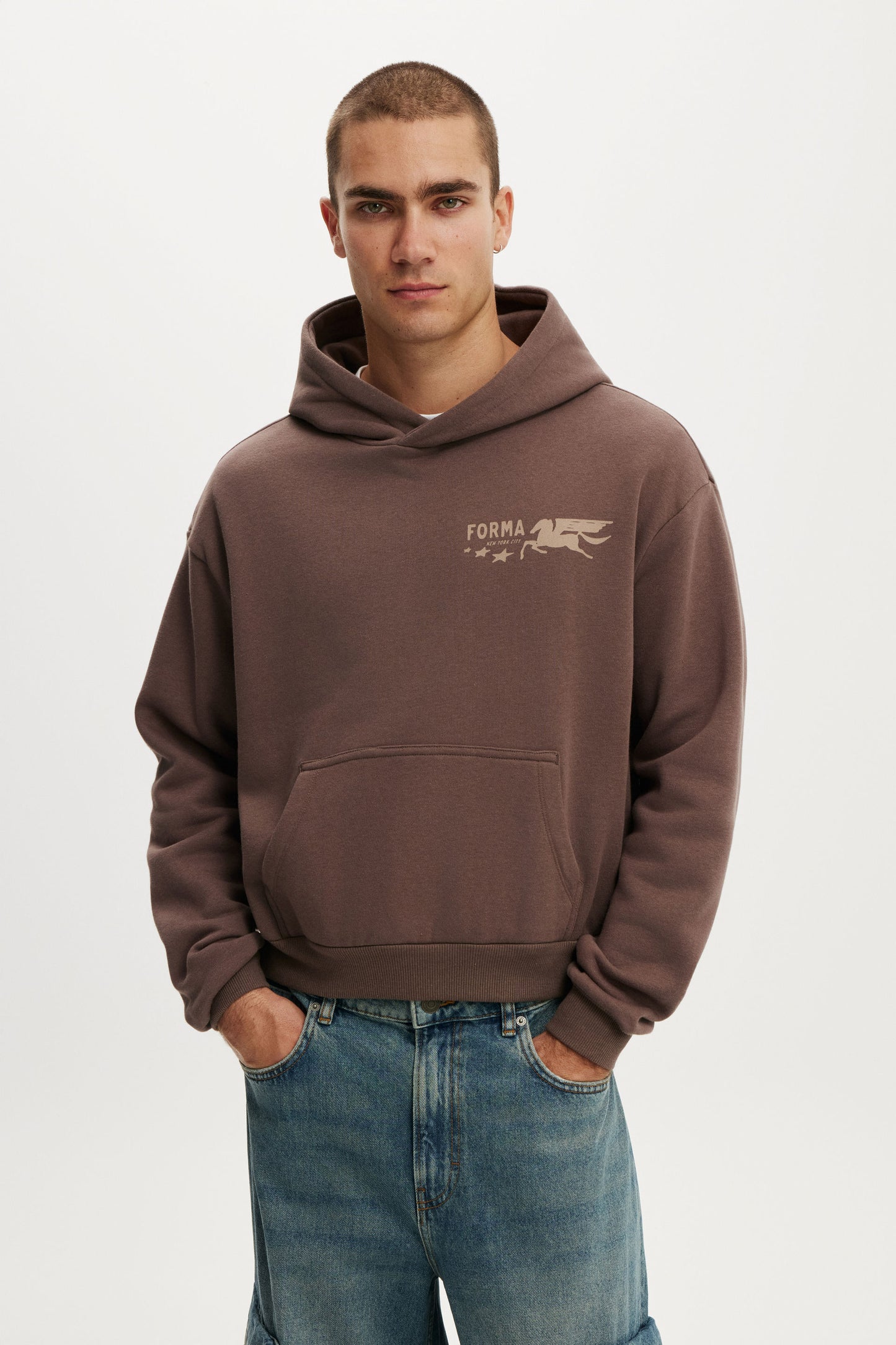 Cropped Fit Graphic Hoodie