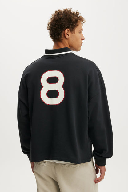 Cropped Fit Graphic Fleece Polo