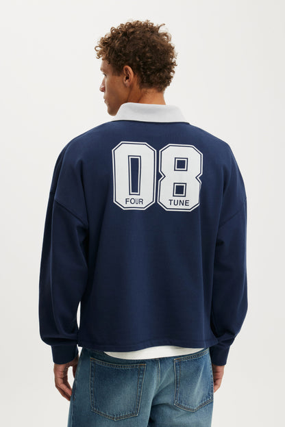 Cropped Fit Graphic Fleece Polo