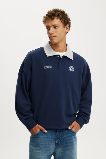 Cropped Fit Graphic Fleece Polo
