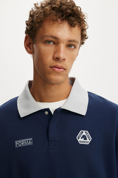 Cropped Fit Graphic Fleece Polo