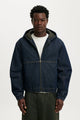 Denim Hooded Bomber Jacket