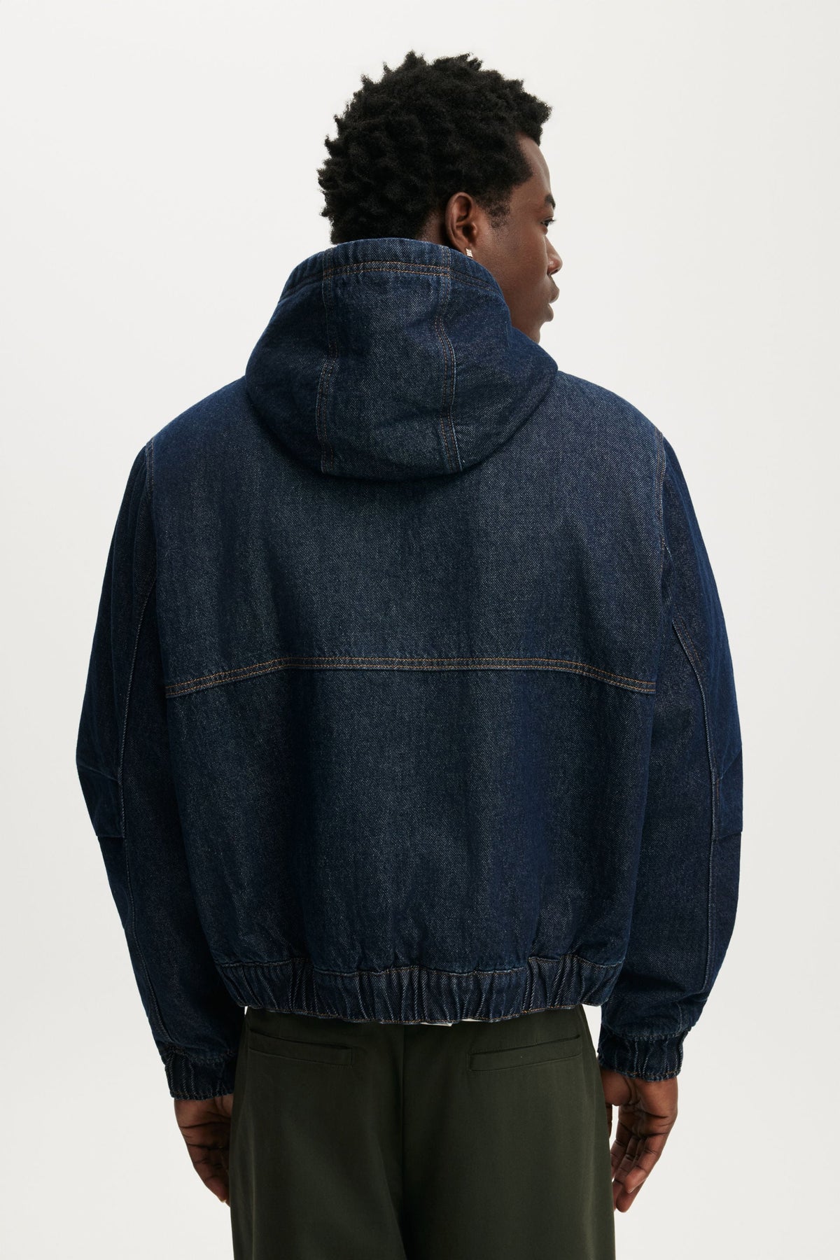 Denim Hooded Bomber Jacket
