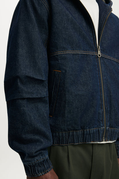 Denim Hooded Bomber Jacket
