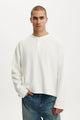 Relaxed Fit Textured Henley Long Sleeve