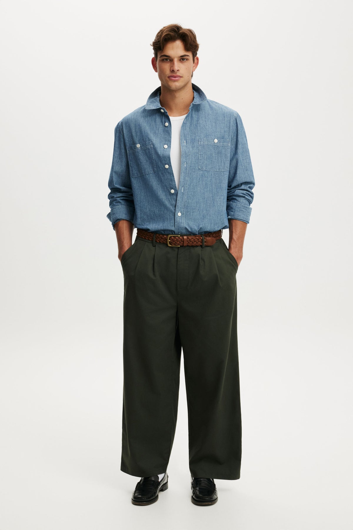 Denim Long Sleeve Worker Shirt