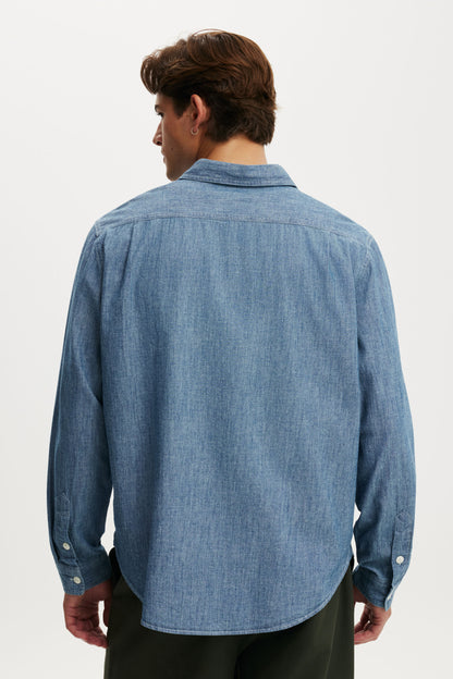 Denim Long Sleeve Worker Shirt