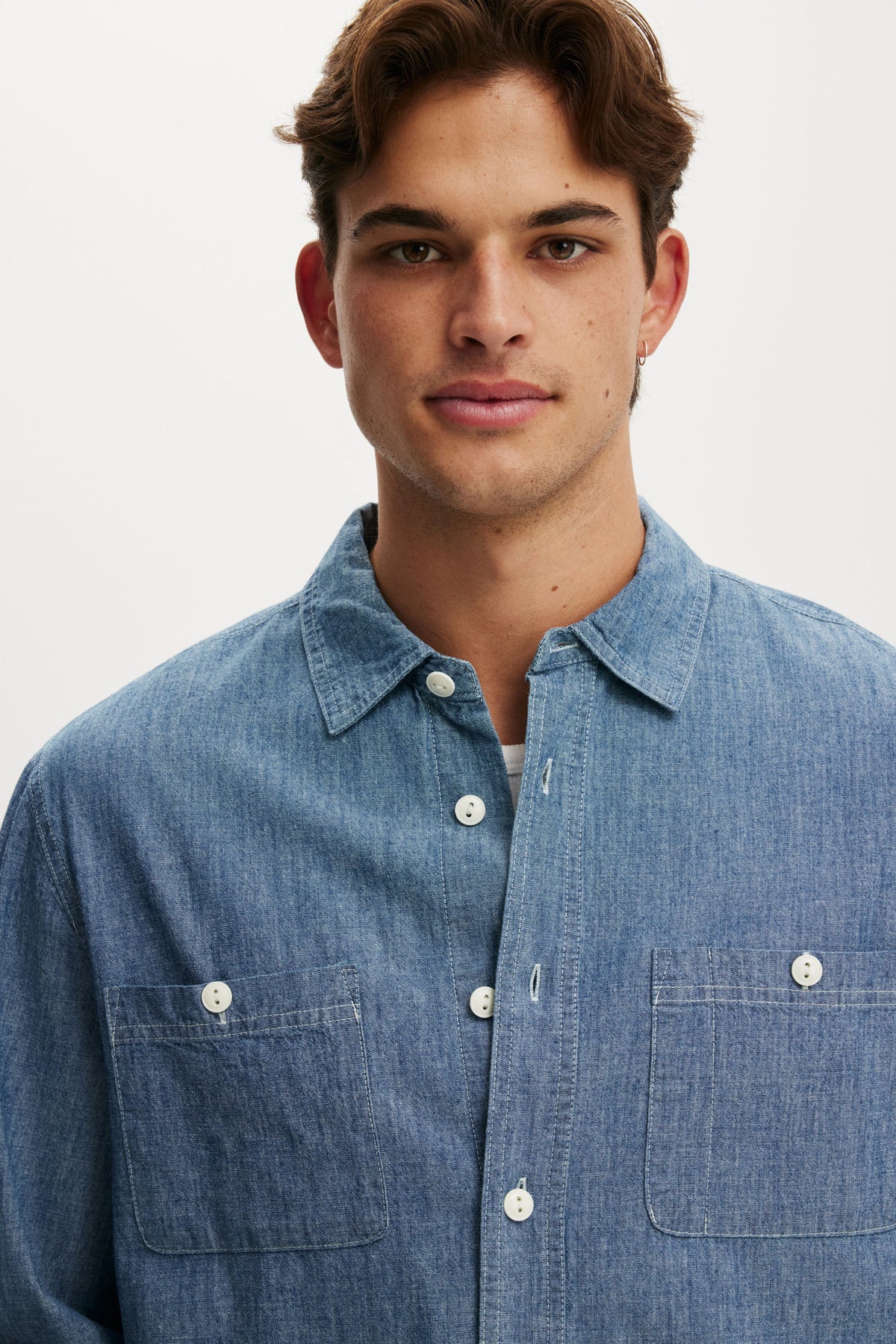 Denim Long Sleeve Worker Shirt