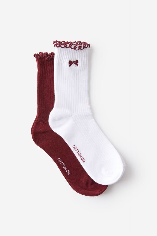 The Perfect Pair Frill Rib Crew Sock 2Pk