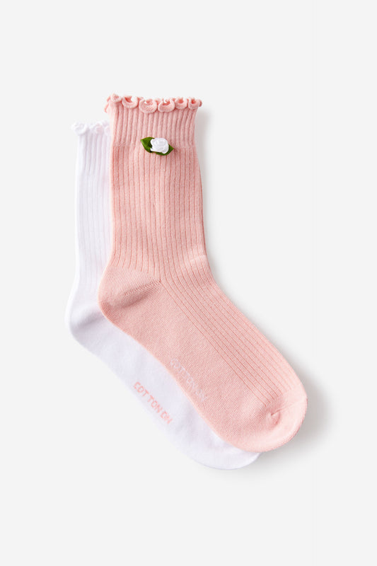 The Perfect Pair Frill Rib Crew Sock 2Pk