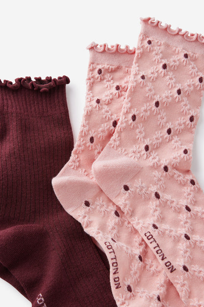 The Perfect Pair Frill Rib Crew Sock 2Pk