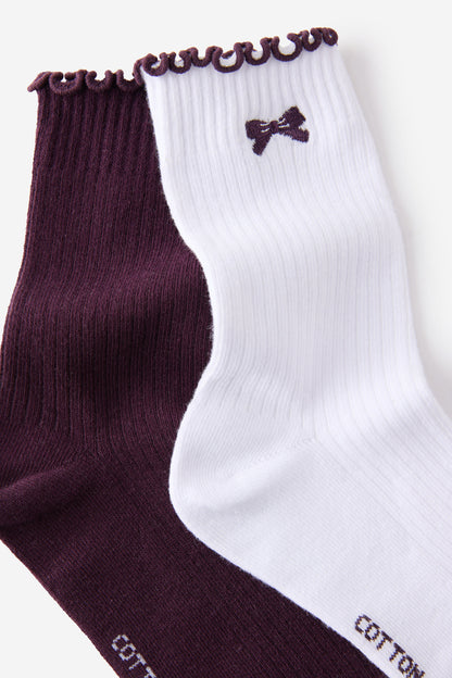 The Perfect Pair Frill Rib Crew Sock 2Pk