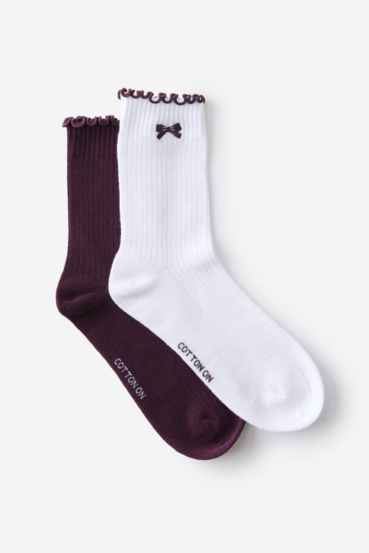 The Perfect Pair Frill Rib Crew Sock 2Pk