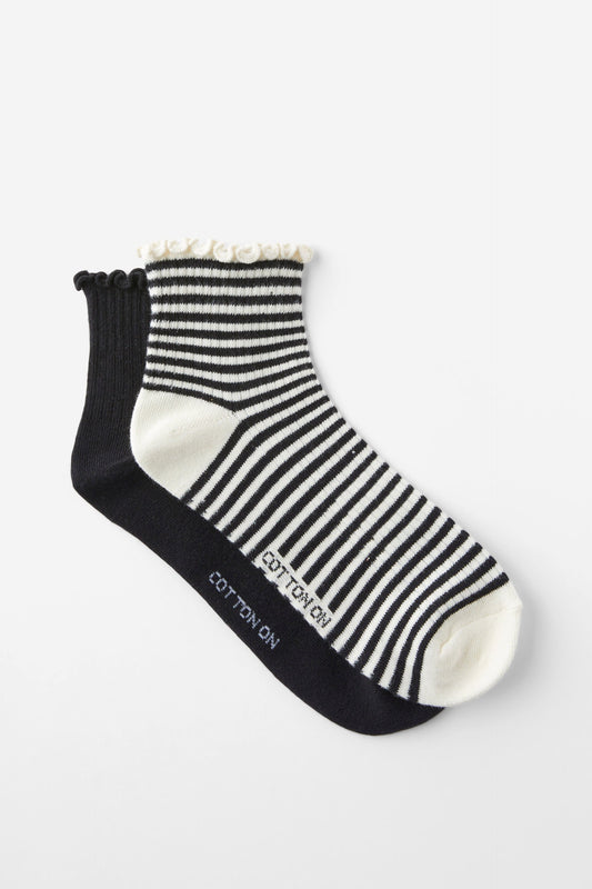 The Perfect Pair Frill Rib Ankle 2Pk
