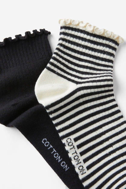 The Perfect Pair Frill Rib Ankle 2Pk