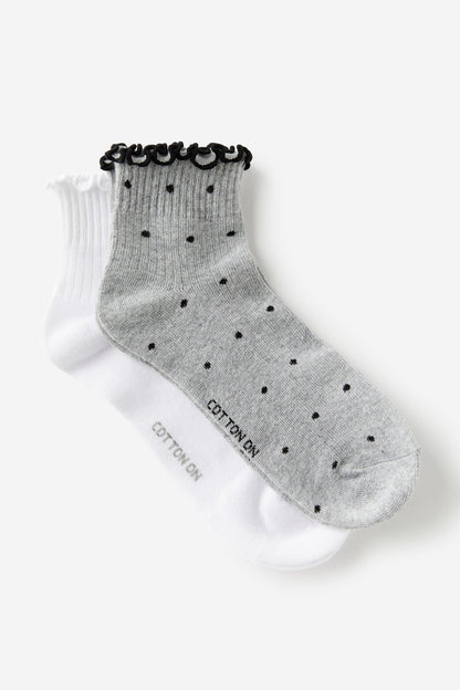 The Perfect Pair Frill Rib Ankle 2Pk