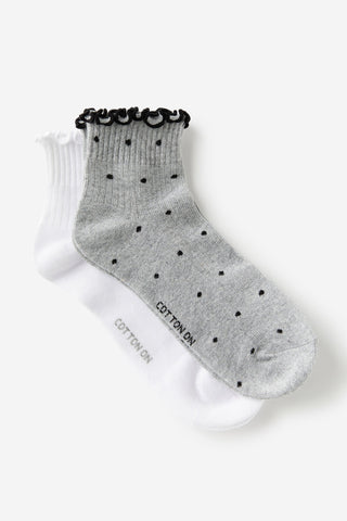 The Perfect Pair Frill Rib Ankle 2Pk