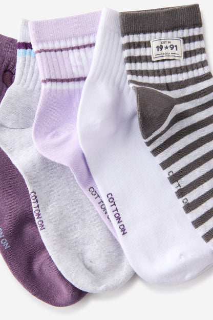 5Pk Quarter Crew Sock