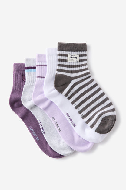 5Pk Quarter Crew Sock