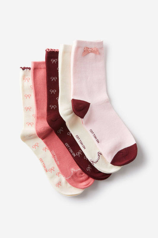 5Pk Fine Crew Sock