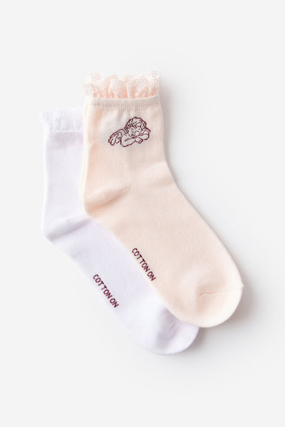 The Perfect Pair Lace Frill Sock 2Pk