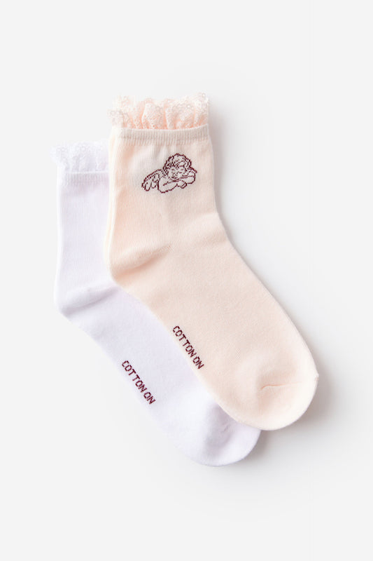 The Perfect Pair Lace Frill Sock 2Pk