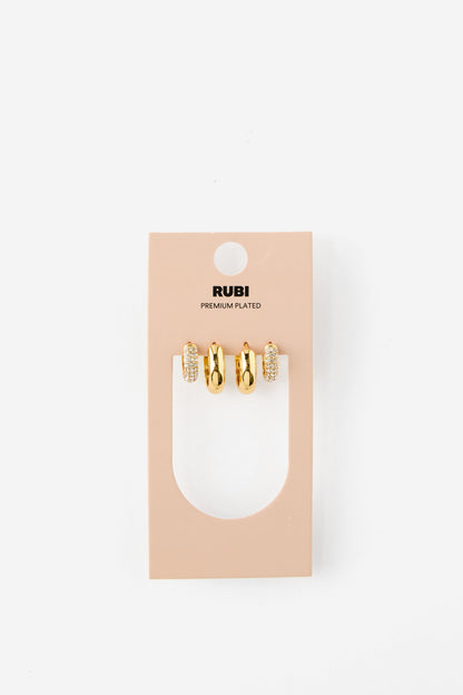 Premium Plated 2Pk Mid Earring