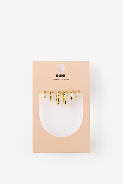 Premium Plated 3Pk Mid Earring