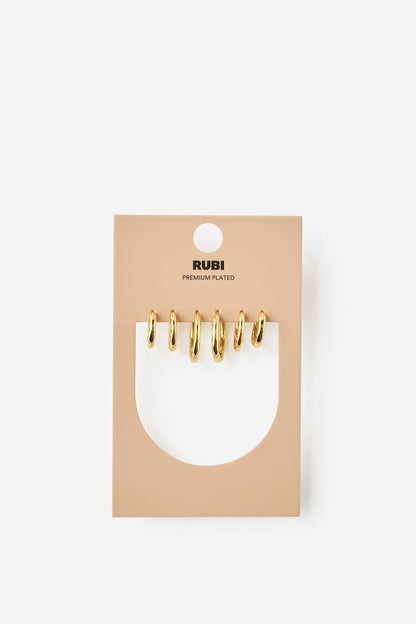 Premium Plated 3Pk Mid Earring