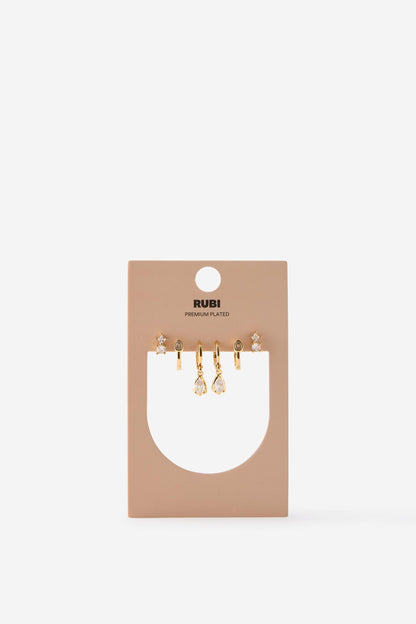 Premium Plated 3Pk Small Earring