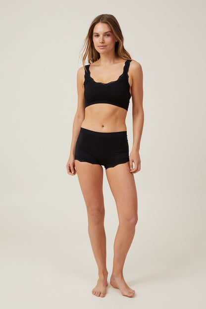Seamless Rib Lace Scoop Padded Bralette