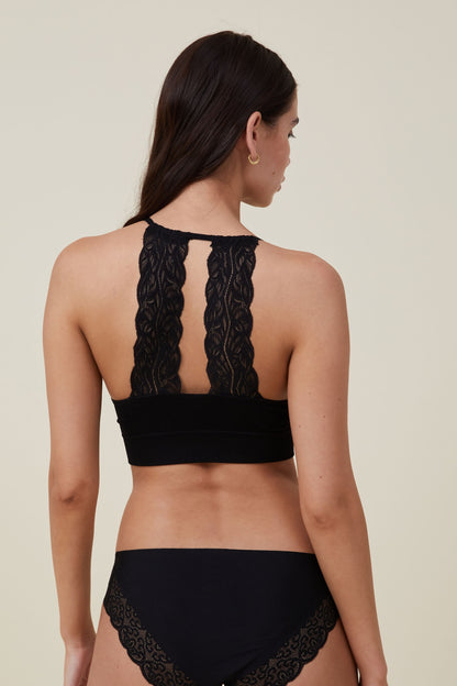 Seamless Lace Longline Padded Bralette