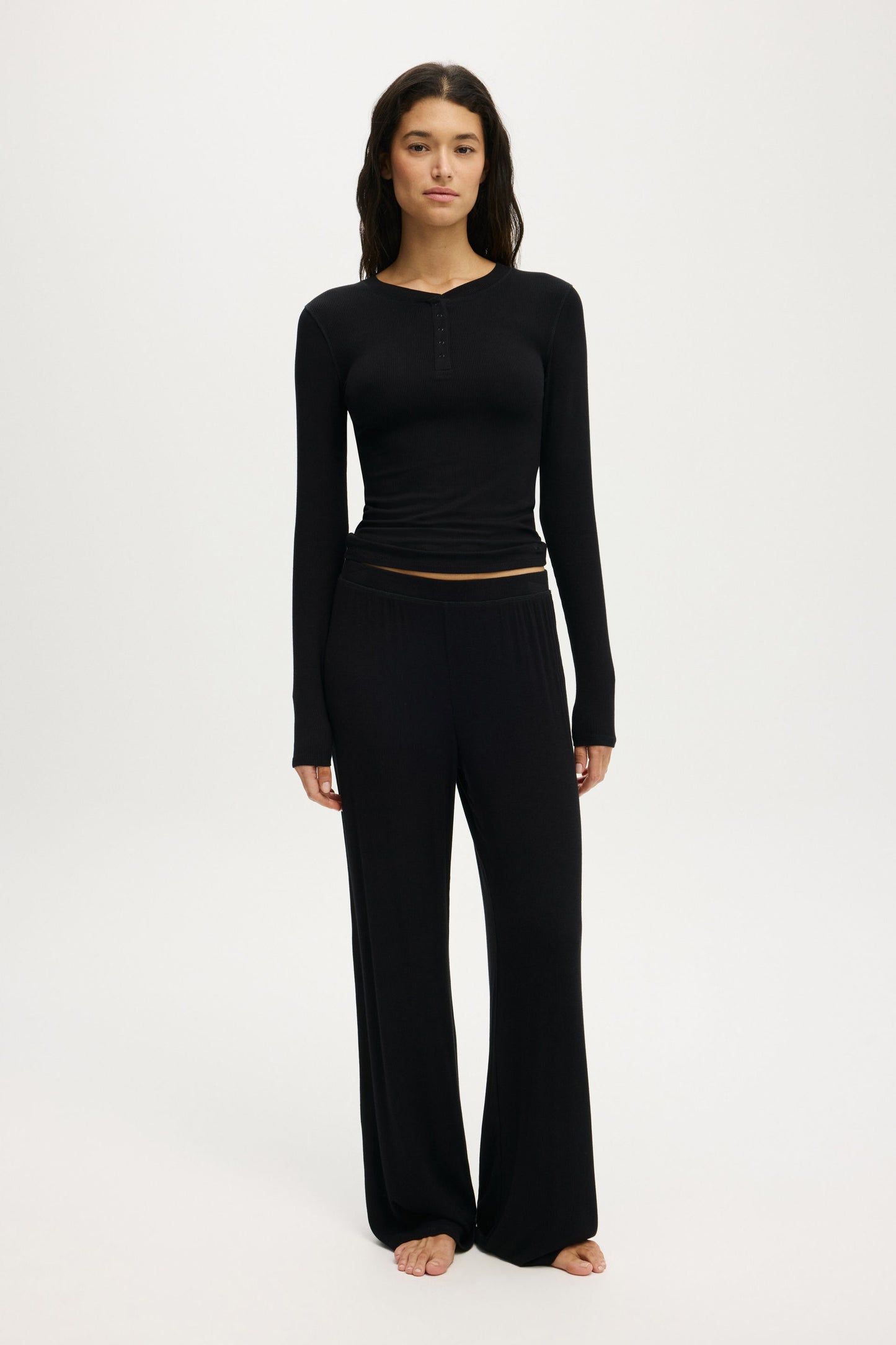 Airy Soft Henley Long Sleeve