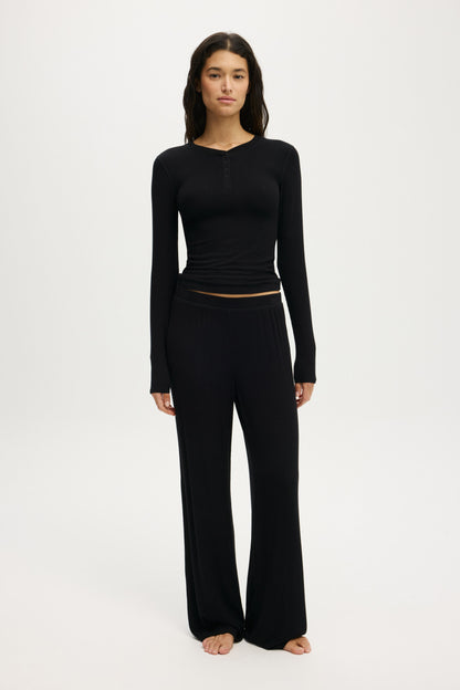Airy Soft Henley Long Sleeve