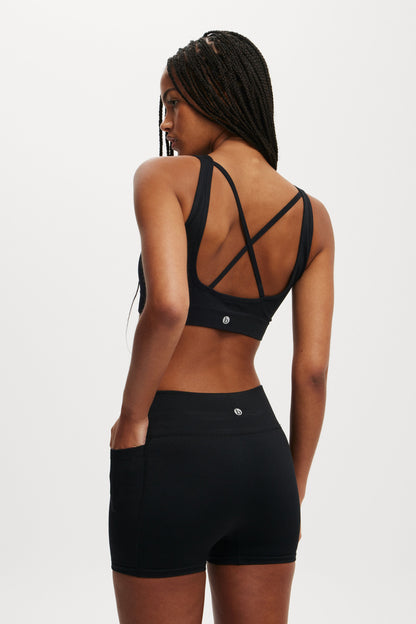 Seamless Plunge Strappy Back Crop