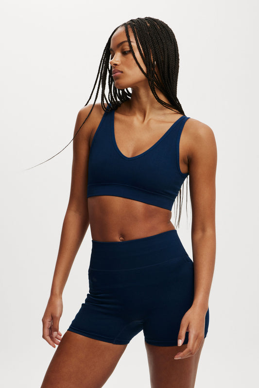 Seamless Plunge Strappy Back Crop