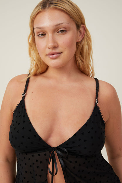 Sasha Flocking Mesh Longline Bralette