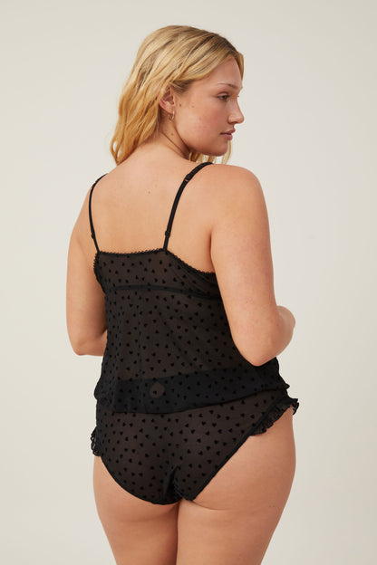 Sasha Flocking Mesh Longline Bralette