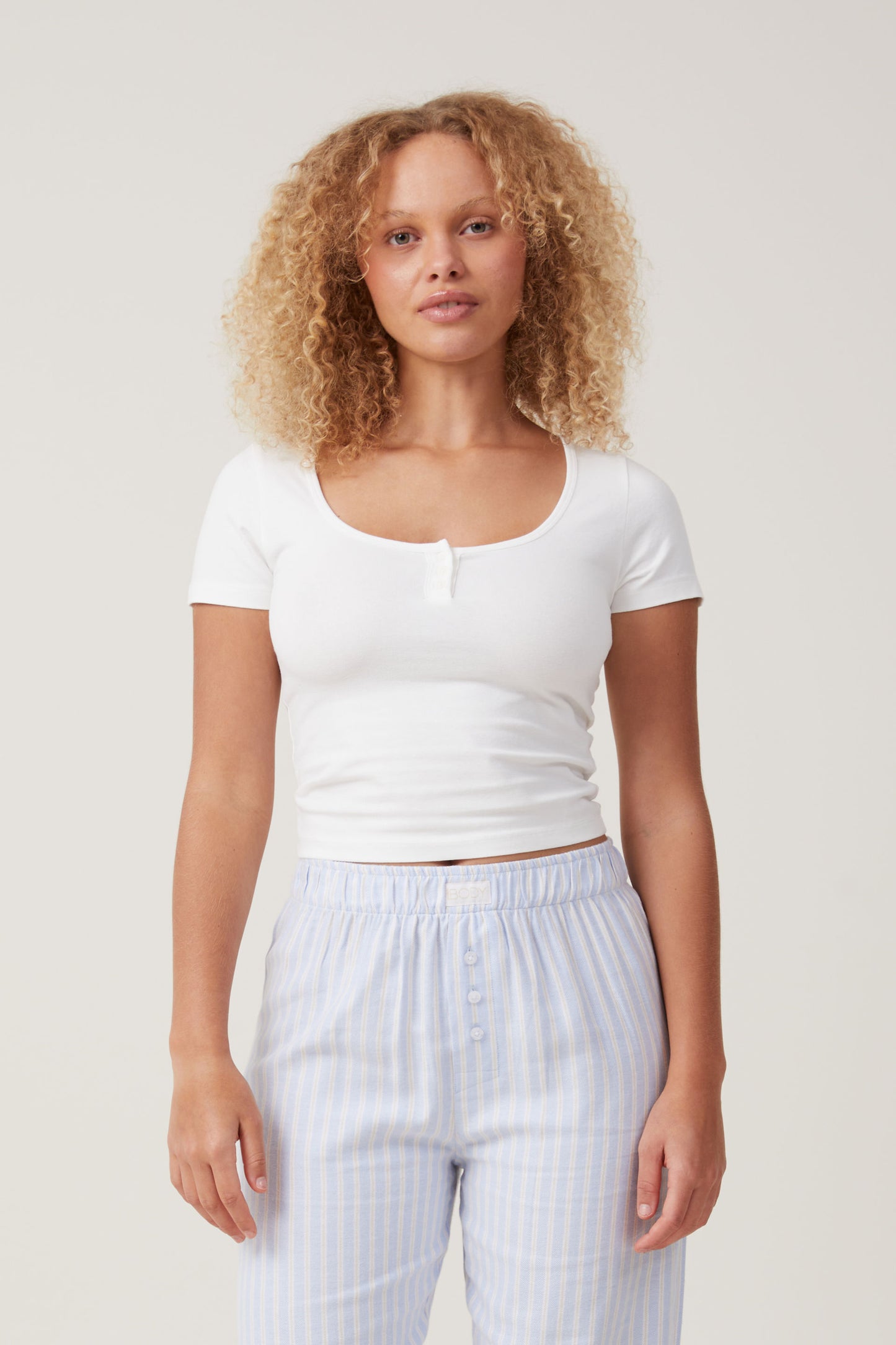 Peached Jersey Henley T - Shirt