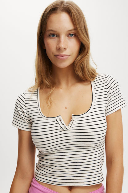 Peached Jersey Henley T - Shirt