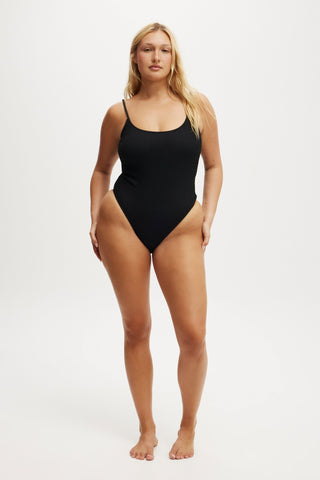 Thin Strap Low Scoop One Piece Cheeky