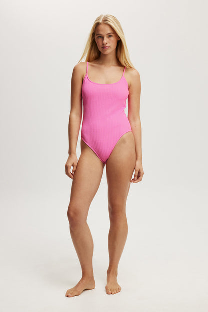 Thin Strap Low Scoop One Piece Cheeky